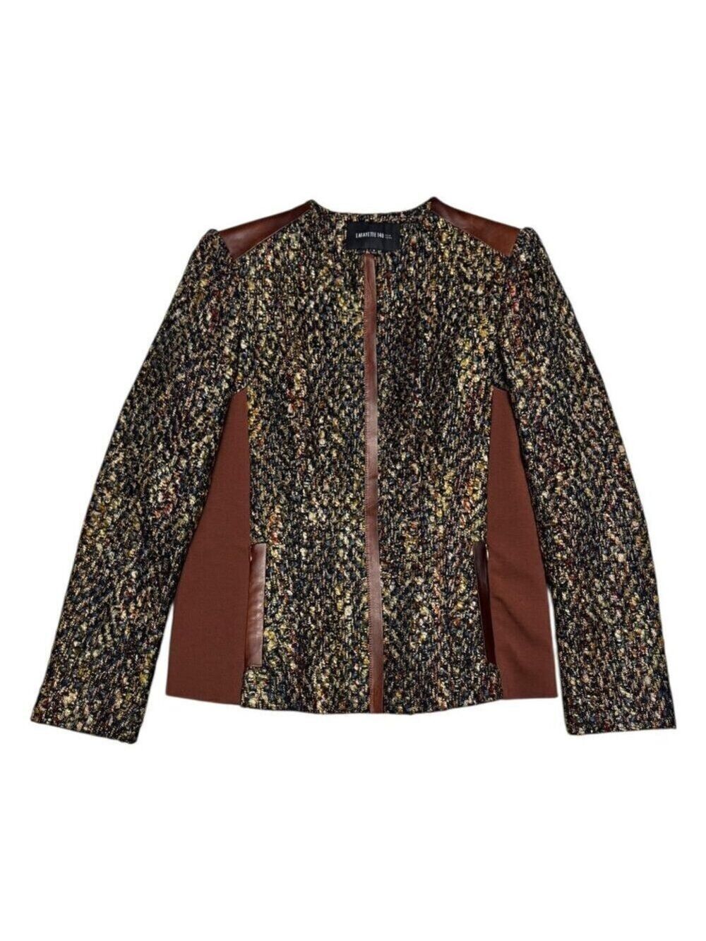 LAFAYETTE 148 Jacket Luxury Designer WOOL & LEATHER Business Casual Womens 6